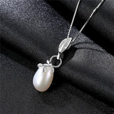 High Solid Silver 925 Natural Pearl Necklace Pendant Jewelry Gift