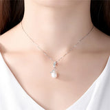 High Solid Silver 925 Natural Pearl Necklace Pendant Jewelry Gift