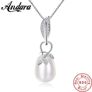 High Solid Silver 925 Natural Pearl Necklace Pendant Jewelry Gift