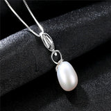 High Solid Silver 925 Natural Pearl Necklace Pendant Jewelry Gift