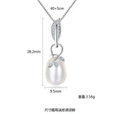 High Solid Silver 925 Natural Pearl Necklace Pendant Jewelry Gift