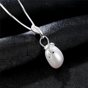 High Solid Silver 925 Natural Pearl Necklace Pendant Jewelry Gift