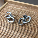 Spanish 925 Silver Double Irregular Charm Bead Stud Earrings