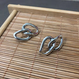 Spanish 925 Silver Double Irregular Charm Bead Stud Earrings