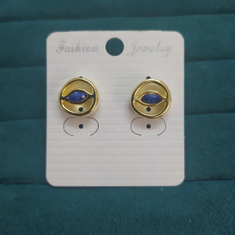 925 Silver Pin Stud Crystal Eye Earrings Gift