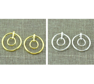 Spanish Electroplating 925 Silver Double Circle Earrings