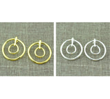 Spanish Electroplating 925 Silver Double Circle Earrings