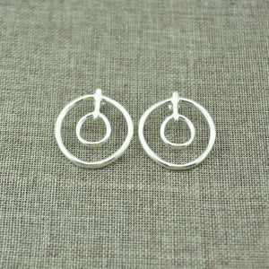 Spanish Electroplating 925 Silver 14k Pin Stud Double Circles Earrings