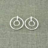 Spanish Electroplating 925 Silver Double Circle Earrings