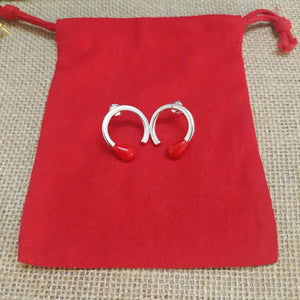 Spanish 925 Silver Round Charm Bead Earrings