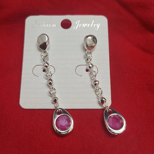 Spanish 925 Silver Pink Diamond Pin Stud Earrings