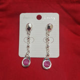 Spanish 925 Silver Pink Diamond Pin Stud Earrings