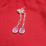 Spanish 925 Silver Pink Diamond Pin Stud Earrings