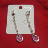 Spanish 925 Silver Pink Diamond Pin Stud Earrings