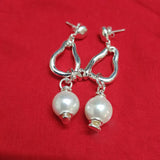 Spanish Electroplating 925 Silver Pearl Stud Earrings