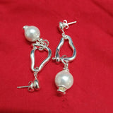 Spanish Electroplating 925 Silver Pearl Stud Earrings