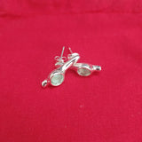 925 Silver Green Crystal Pin Earrings Female Jewelry Gift