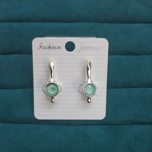 925 Silver Green Crystal Stud Earrings Female Jewelry Gift
