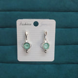 925 Silver Green Crystal Stud Earrings Female Jewelry Gift