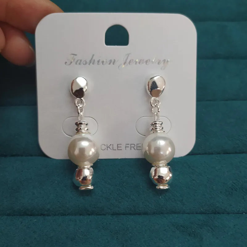 Spanish 925 Silver Pearl Pin Stud Earrings