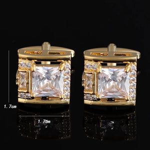 High Square Rhinestone Cuff Links Crystal French Shirt Buttons