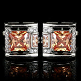 High Square Rhinestone Cuff Links Crystal French Shirt Buttons