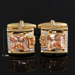 High Square Rhinestone Cuff Links Crystal French Shirt Buttons