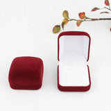 High Square Velvet Ring Box for Wedding and Engagement