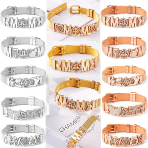 Stainless Steel Mesh Bracelet with Crystal Feather Charms