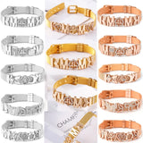 Stainless Steel Mesh Bracelet with Crystal Feather Charms