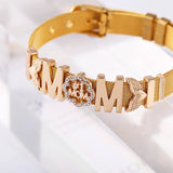Stainless Steel Mesh Bracelet with Crystal Feather Charms
