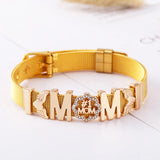Stainless Steel Mesh Bracelet with Crystal Feather Charms