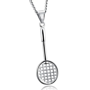 Stainless Steel Badminton Racket Pendant Necklace