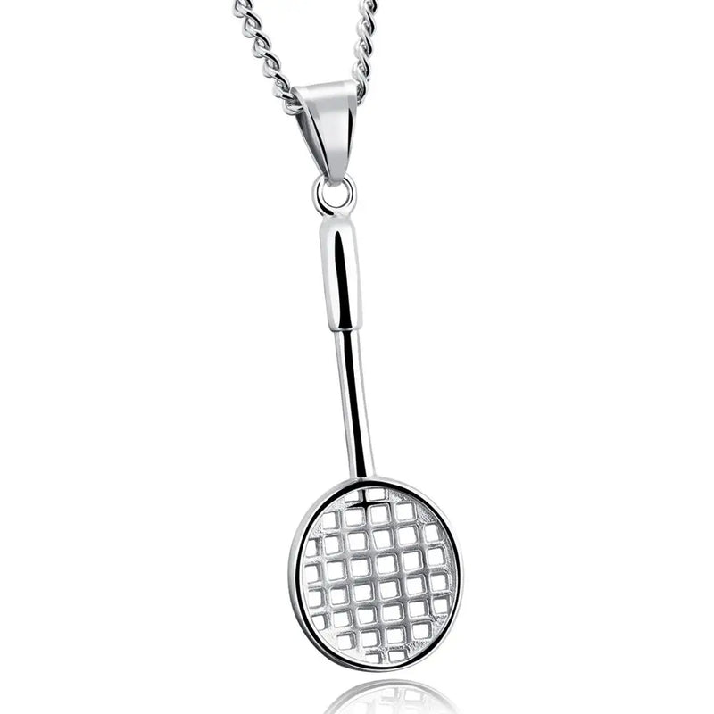 Stainless Steel Badminton Racket Pendant Necklace