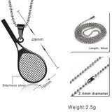Stainless Steel Badminton Racket Pendant Necklace Choker Chain