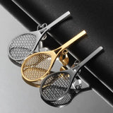 Stainless Steel Badminton Racket Pendant Necklace Choker Chain