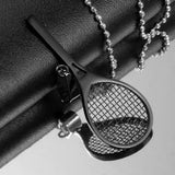 Stainless Steel Badminton Racket Pendant Necklace Choker Chain
