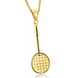 Stainless Steel Badminton Racket Pendant Necklace