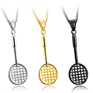 Stainless Steel Badminton Racket Pendant Necklace