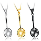 Stainless Steel Badminton Racket Pendant Necklace