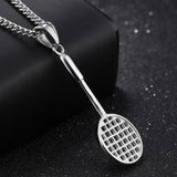 Stainless Steel Badminton Racket Pendant Necklace