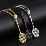 Stainless Steel Badminton Racket Pendant Necklace