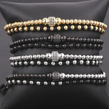 Stainless Steel Beaded Knot CZ Charm Bracelet Jewelry For Men