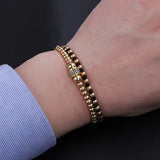 Stainless Steel Beaded Knot CZ Charm Bracelet Jewelry For Men