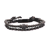Stainless Steel Beaded Knot CZ Charm Bracelet Jewelry For Men