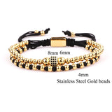Stainless Steel Beaded Knot CZ Charm Bracelet Jewelry For Men