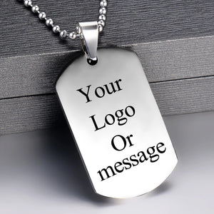 Stainless Steel Dog Tag Necklace Engraving Pendant