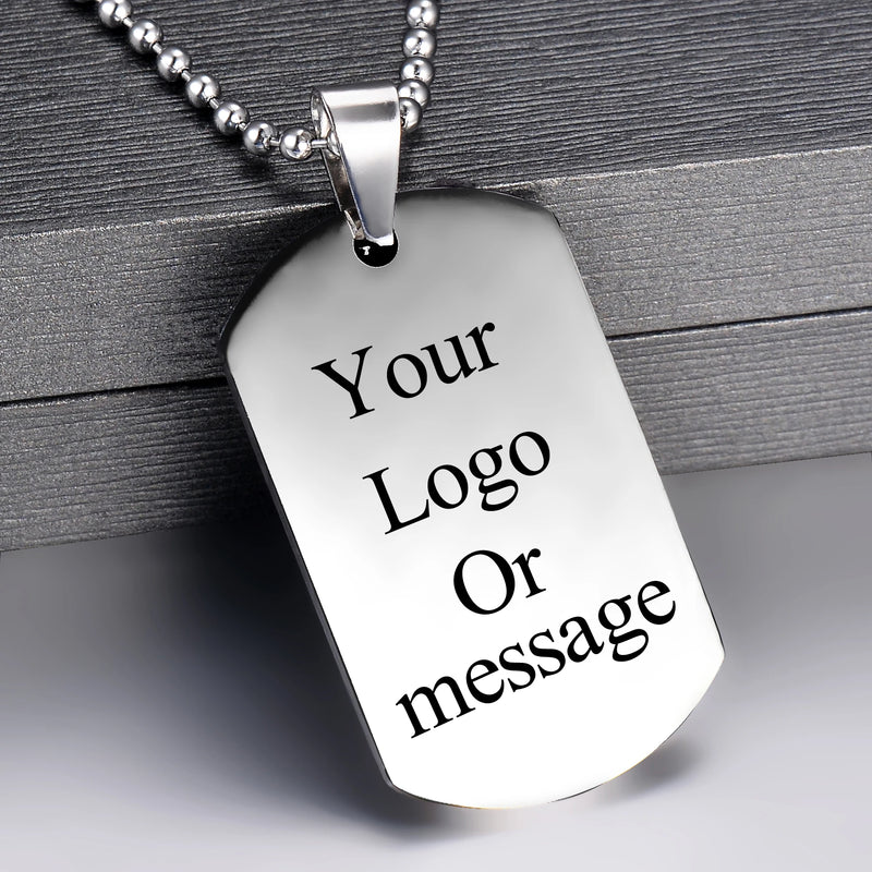 Stainless Steel Dog Tag Necklace Engraving Pendant