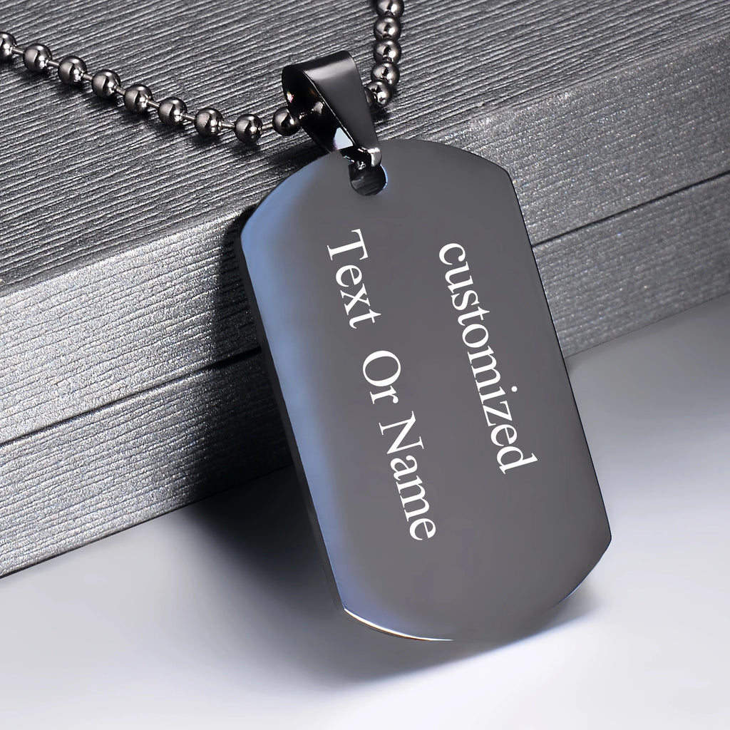 Stainless Steel Dog Tag Necklace Engraving Pendant