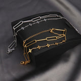 Stainless Steel Women's Pendant Bracelet Multilayer Link Chain Charm Pulseras